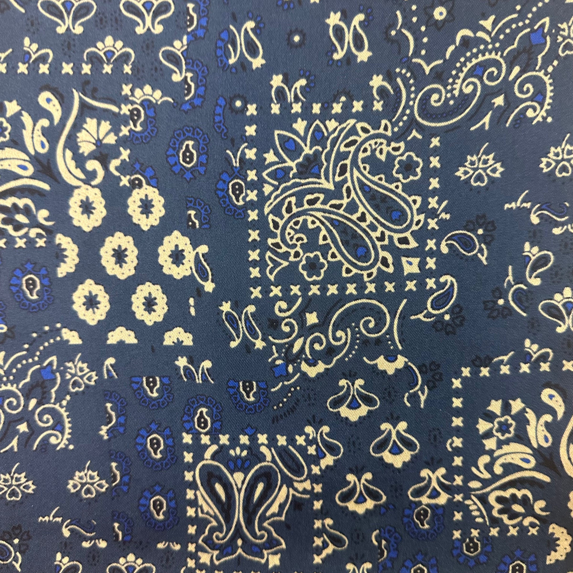 Austin Accent Navy Vintage Western Bandana Silk Scarf - 19" X 19" SMALL