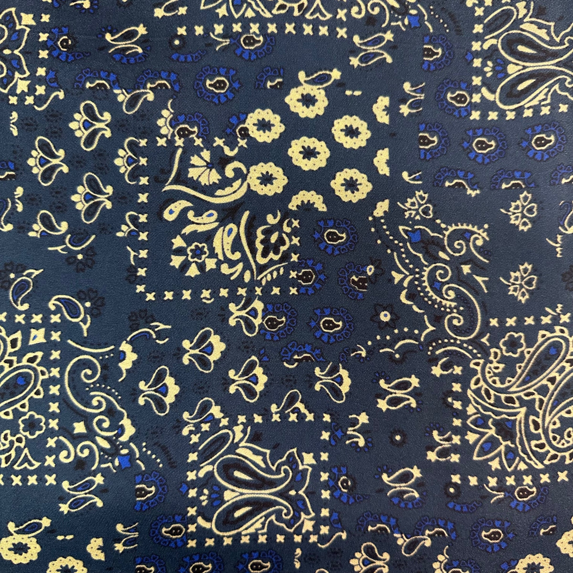 Austin Accent Navy Vintage Western Bandana Silk Scarf
