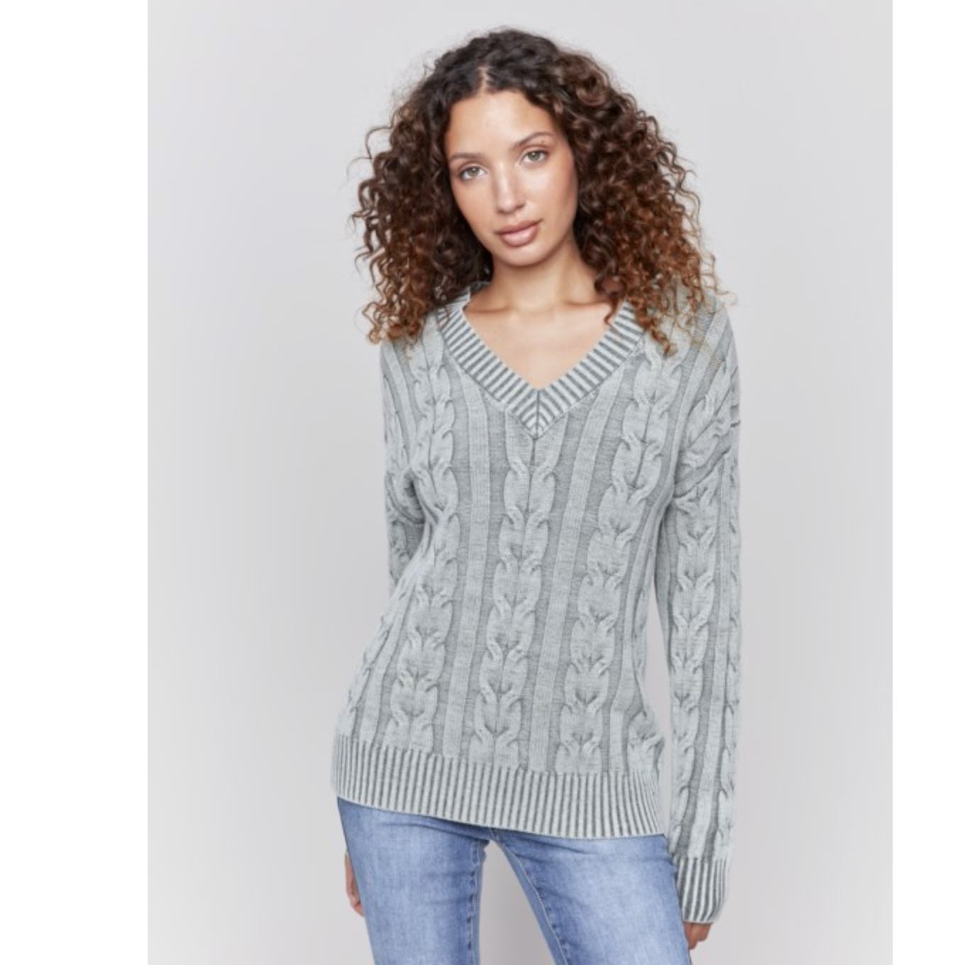 Charlie B Womens Cable Knit Sweater
