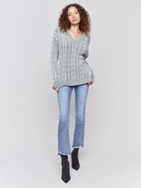 Charlie B Womens Cable Knit Sweater