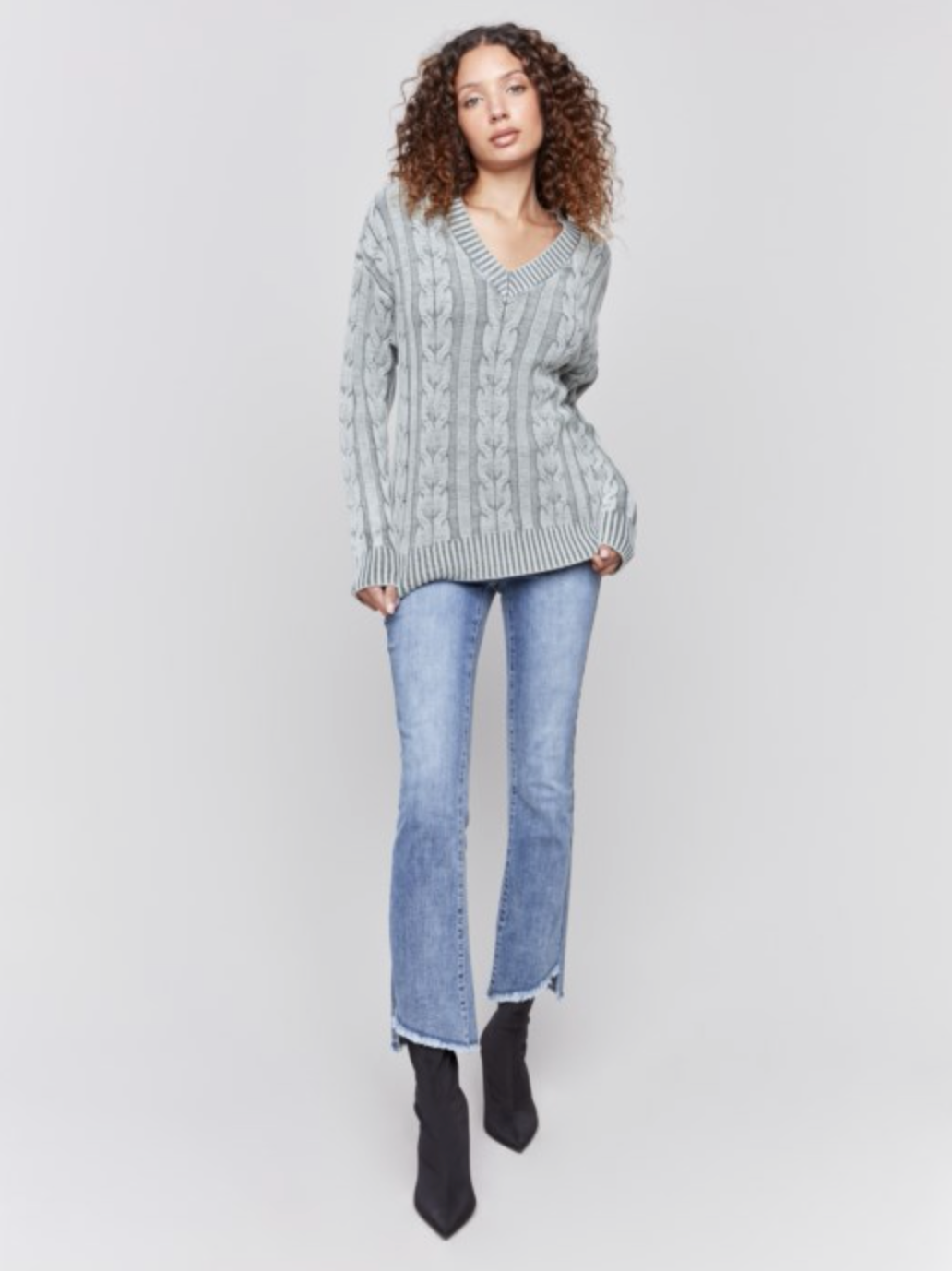 Charlie B Womens Cable Knit Sweater