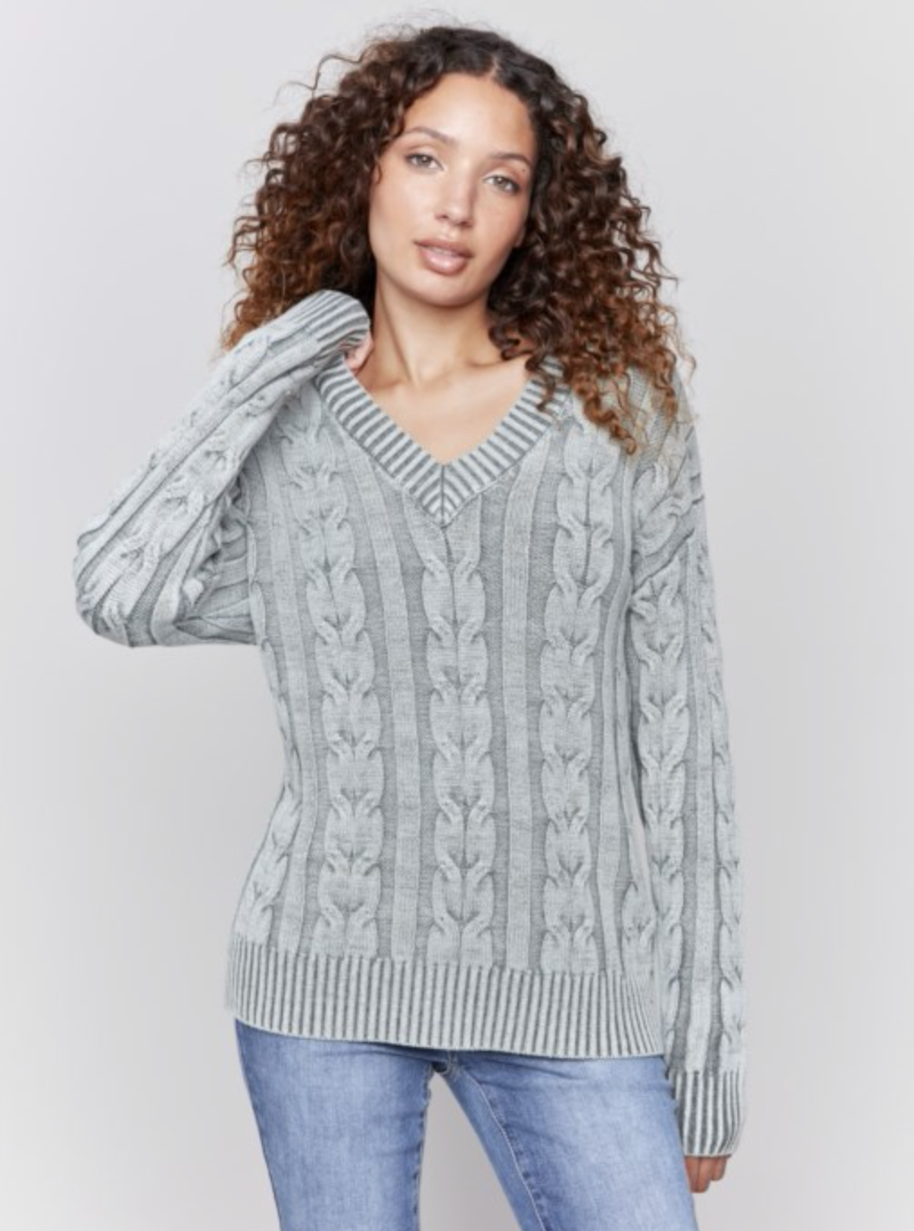 Charlie B Womens Cable Knit Sweater