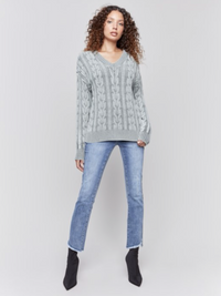 Charlie B Womens Cable Knit Sweater