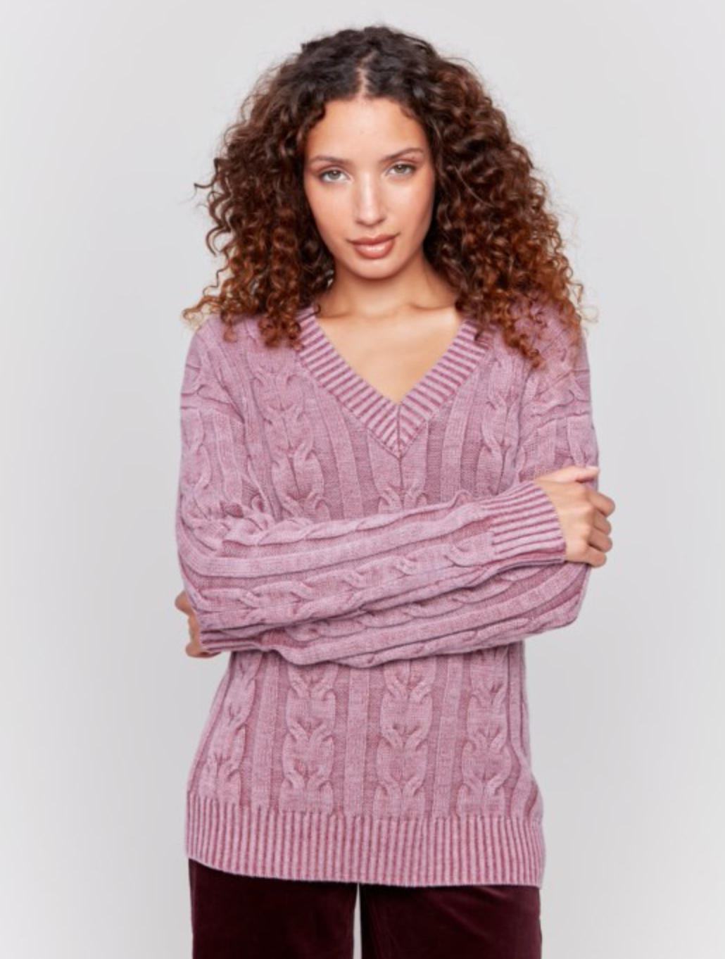 Charlie B Womens Cable Knit Sweater