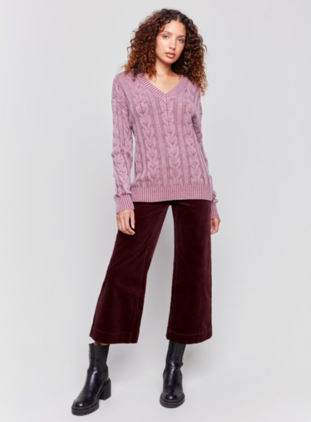 Charlie B Womens Cable Knit Sweater