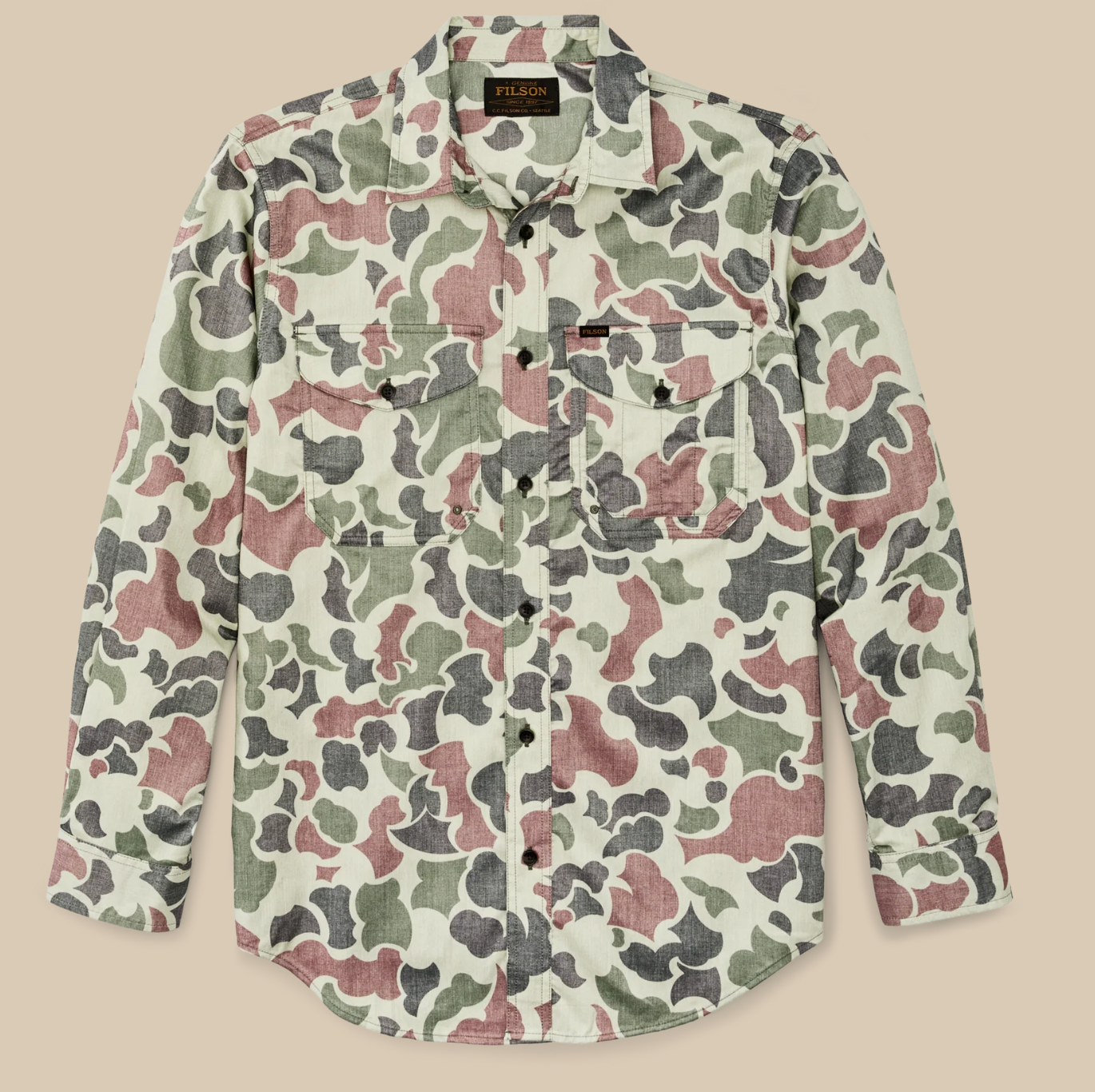 Filson Mens Twin Lakes Long Sleeve Sport Shirt - Shrub Camo