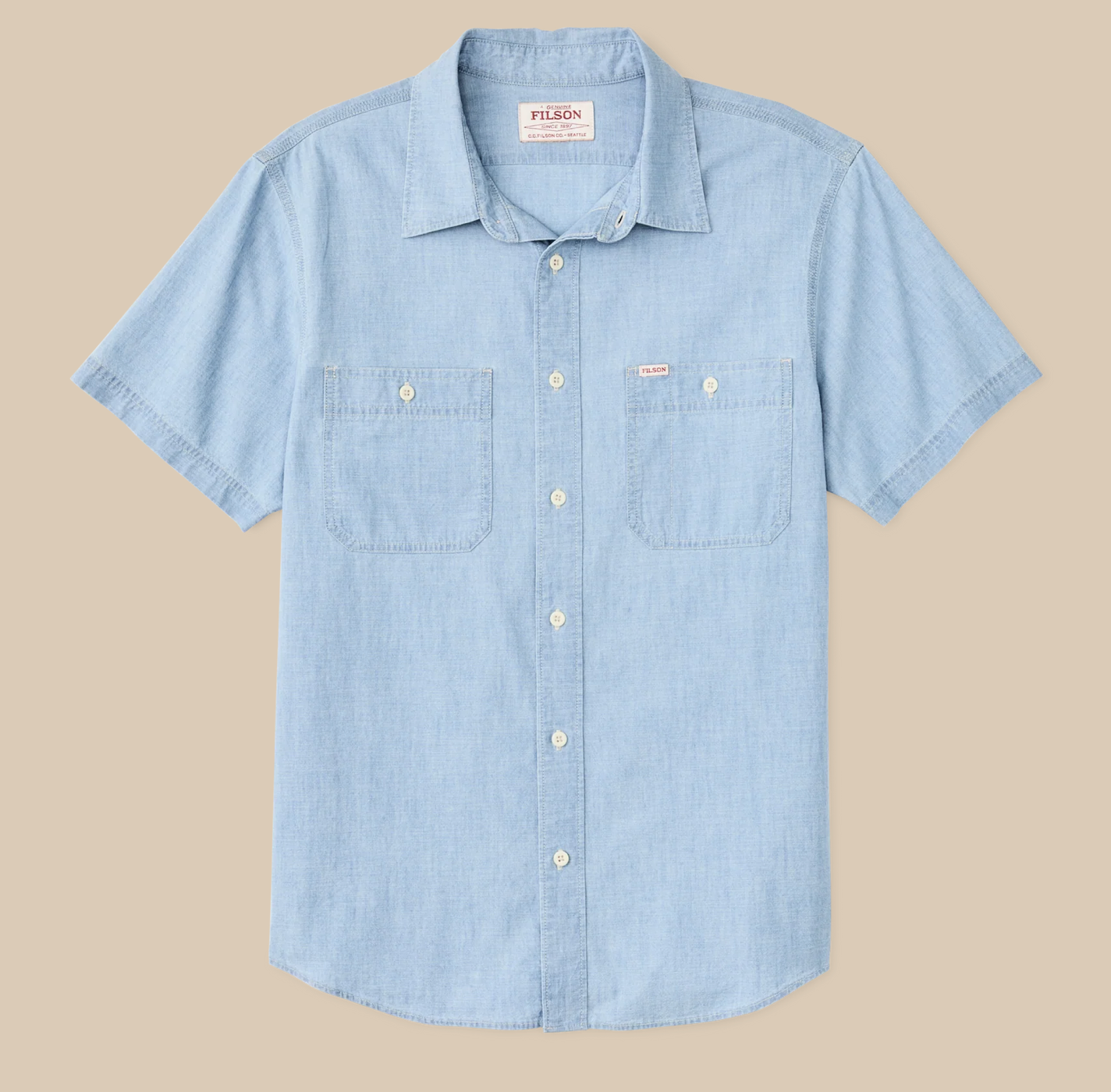 Filson Mens Short Sleeve Chambray Shirt - Light Indigo