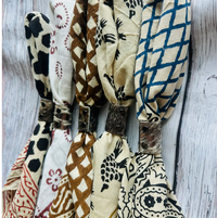Boho Hand Dyed Bandana with Leather Slide