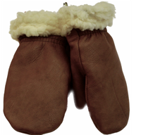 Century Deerskin Leather Pile Lined Mittens - Saddle