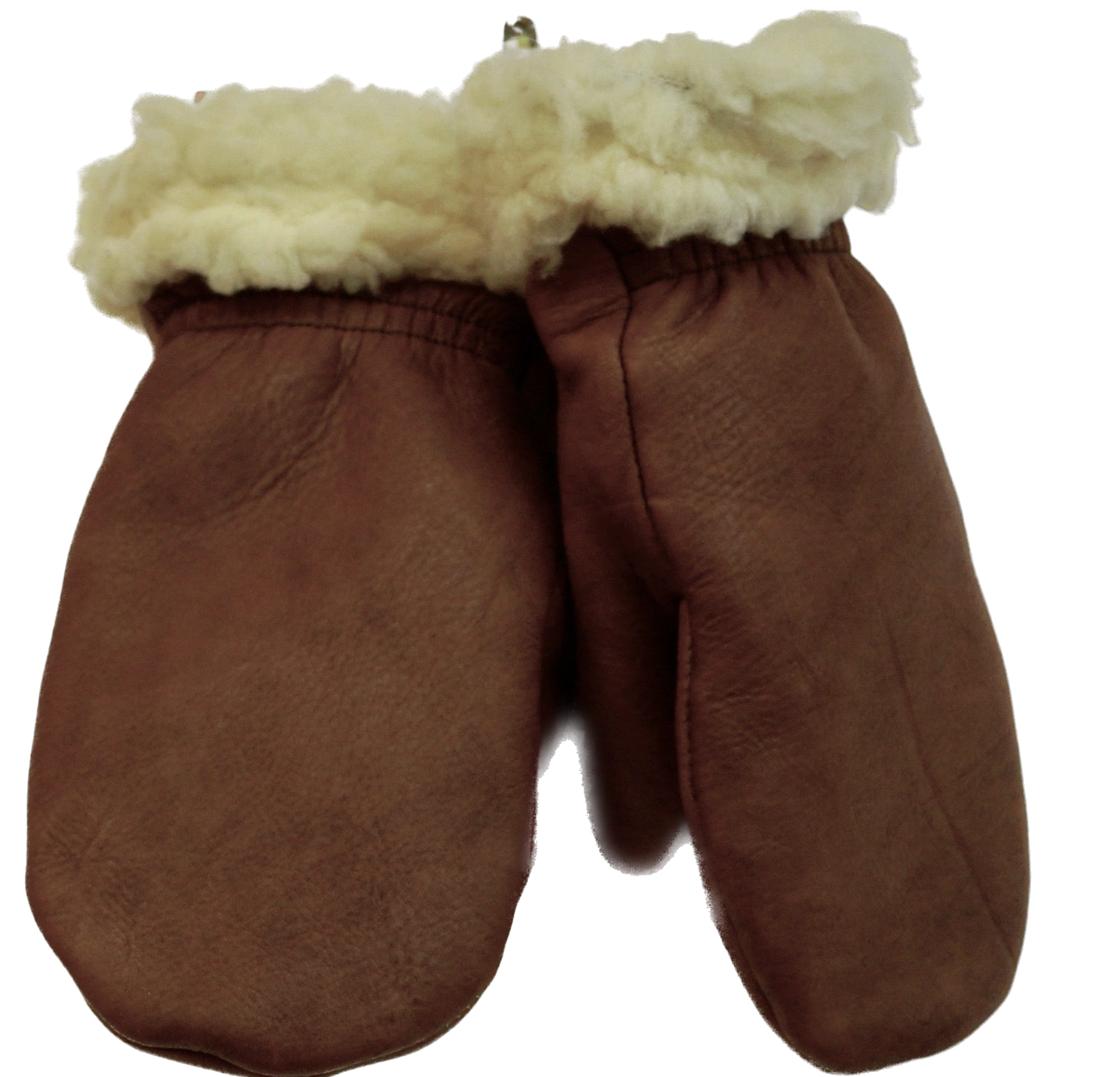 Century Deerskin Leather Pile Lined Mittens - Saddle