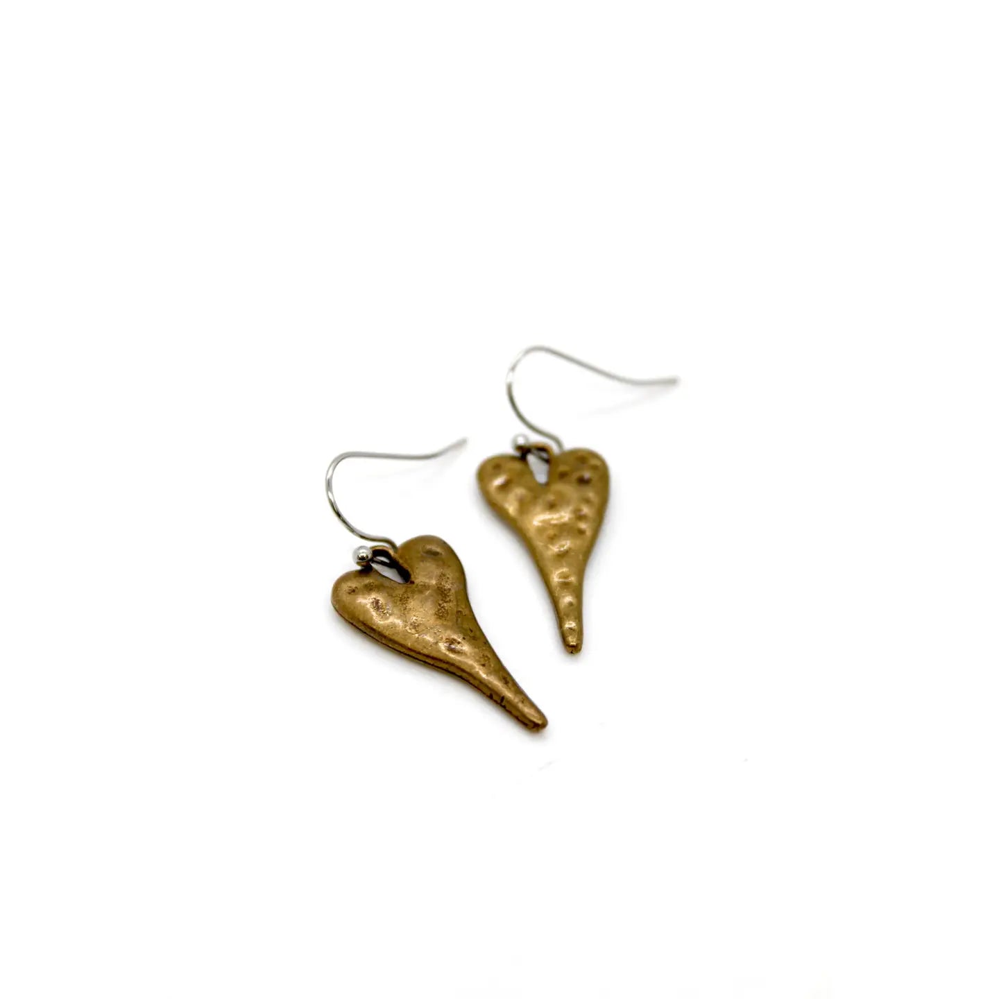 Lizou Brass Heart Earrings