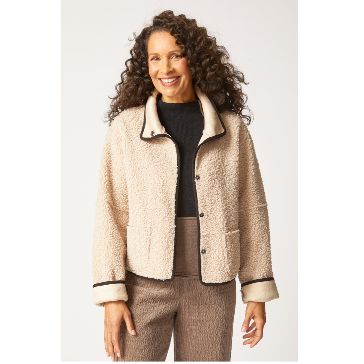 Habitat Womens Reversible Faux Suede Kiki Sherpa Jacket