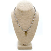 Lizou Brass Elongated Heart Charm Necklace