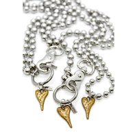 Lizou Brass Elongated Heart Charm Necklace