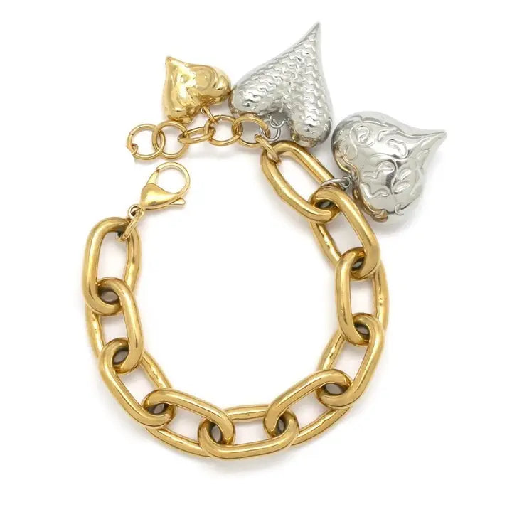 Lizou Large Chain Heart Bracelet