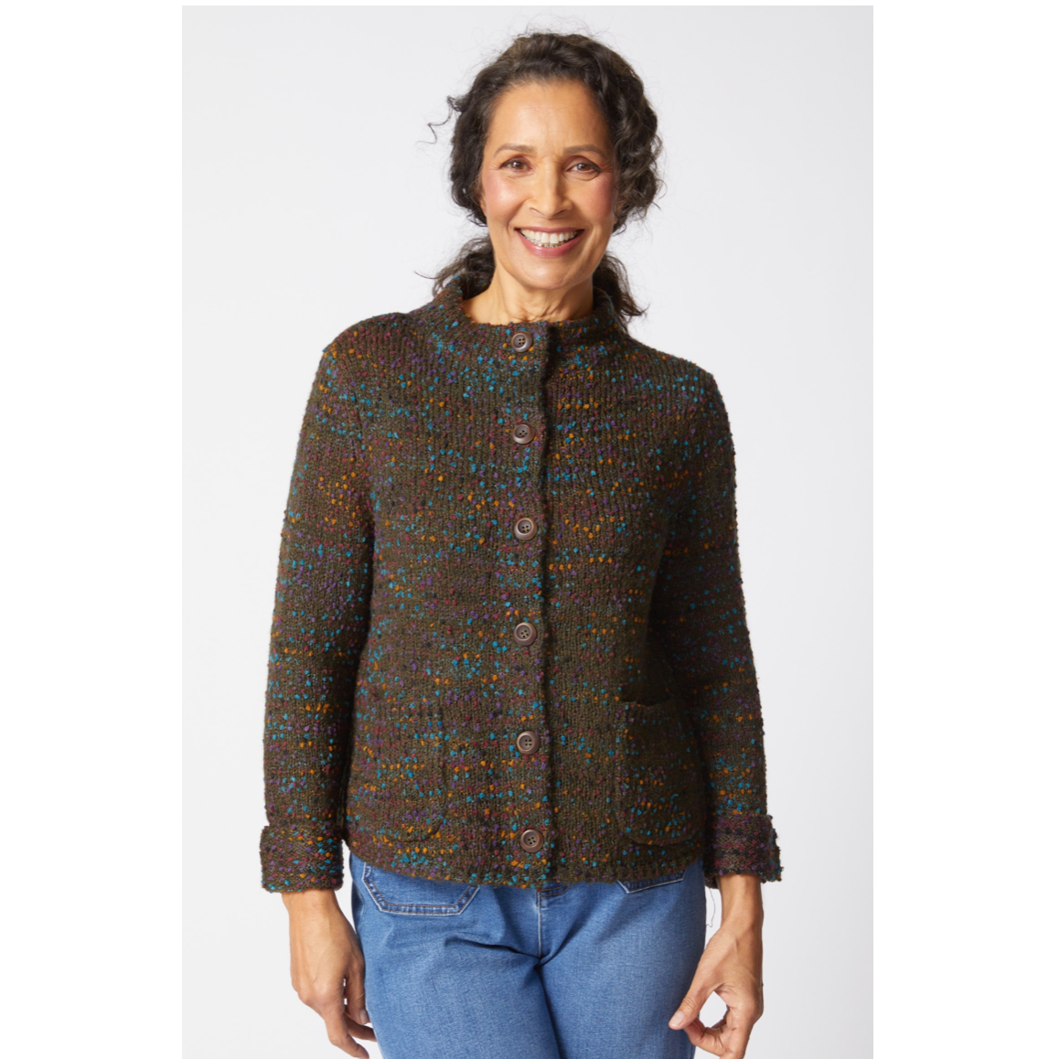 Habitat Womens Confetti Funnel Neck Cardigan