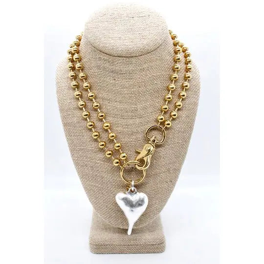 Lizou Gold Strand Heart Necklace - Chunky Heart
