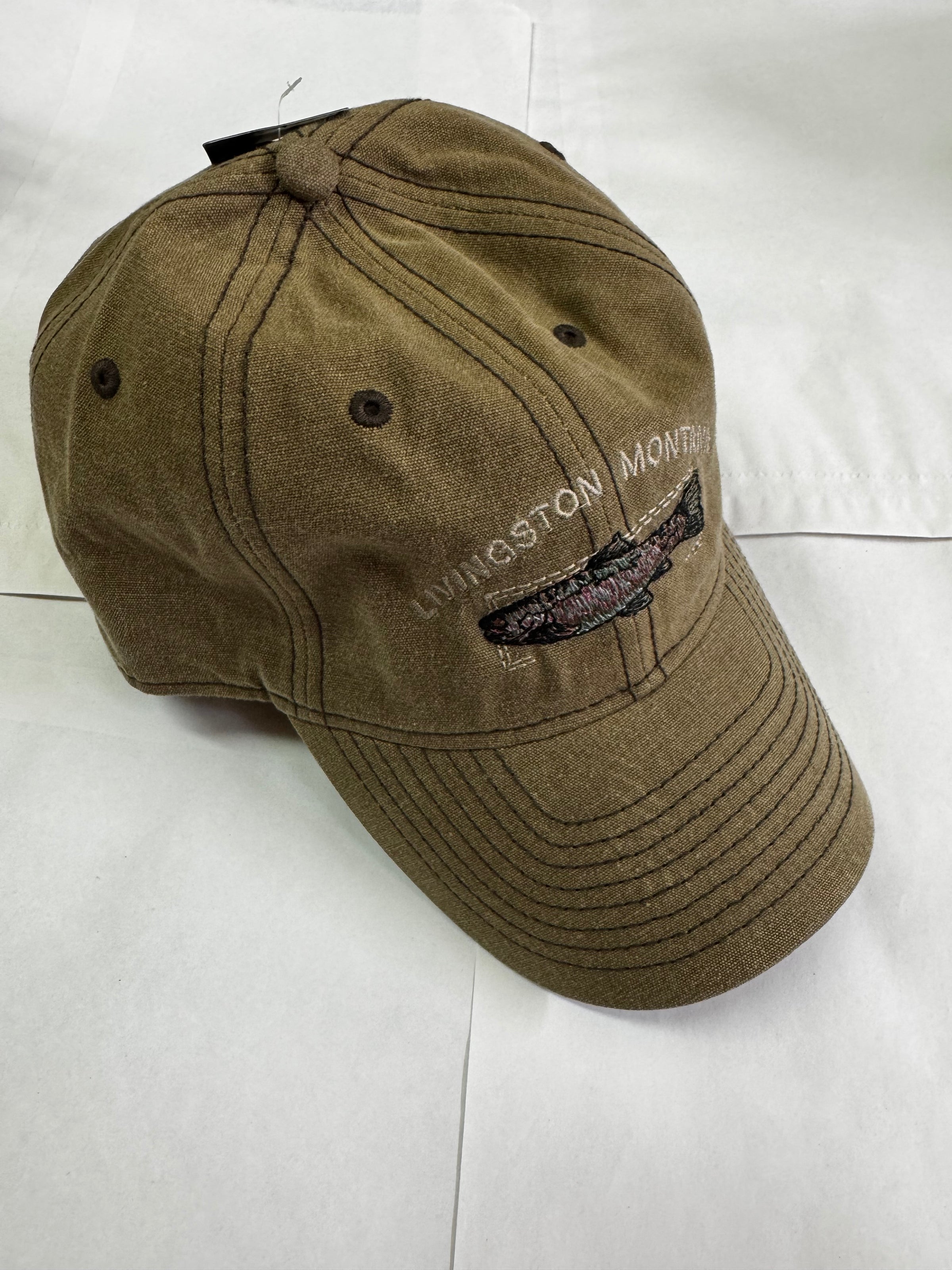 Montana Trout Embroidery Tan Cap
