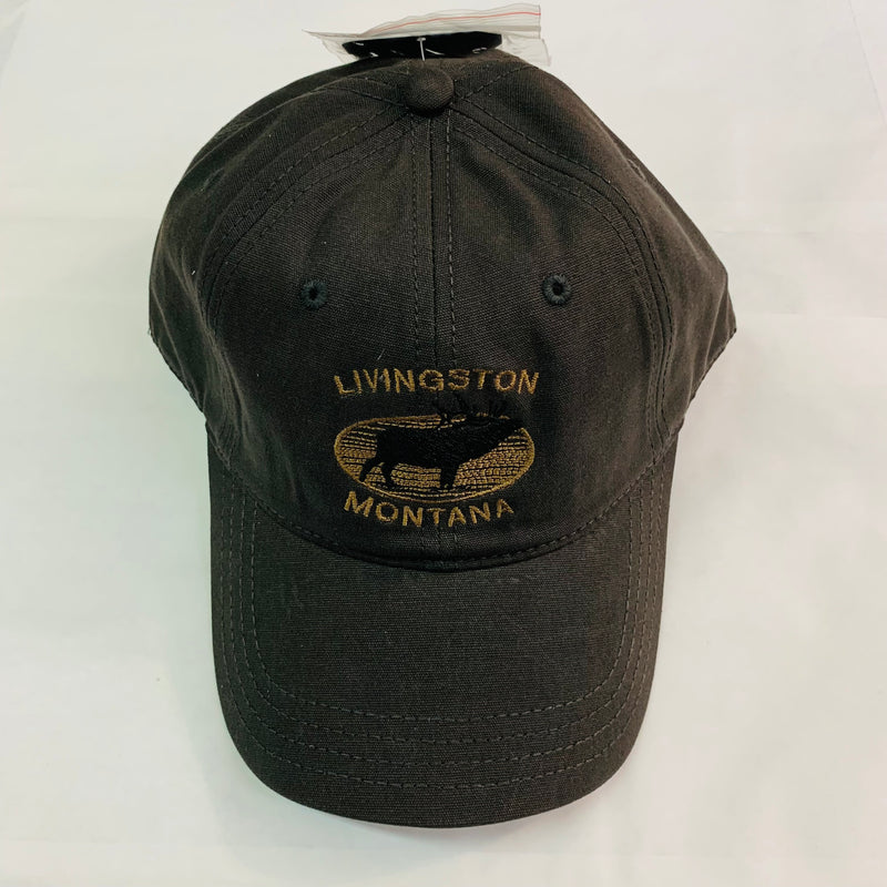 Montana Wax Finish Black Elk Embroidery Charcoal Cap - Gold Lettering