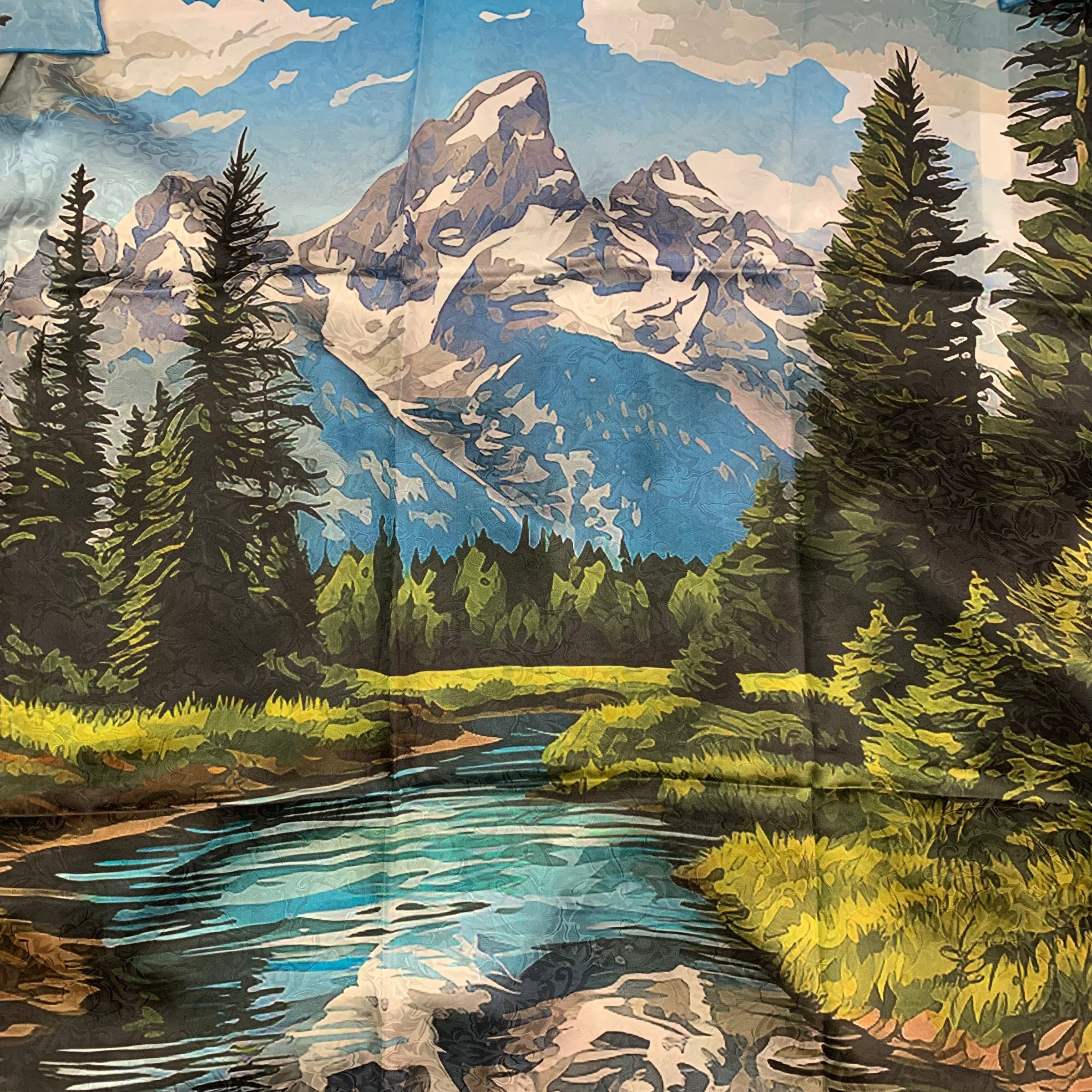 Wyoming Traders Blue Tetons Limited Edition Silk Scarf