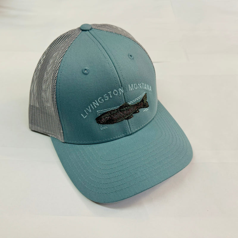 Montana Trout Embroidery Aqua/Grey Cap