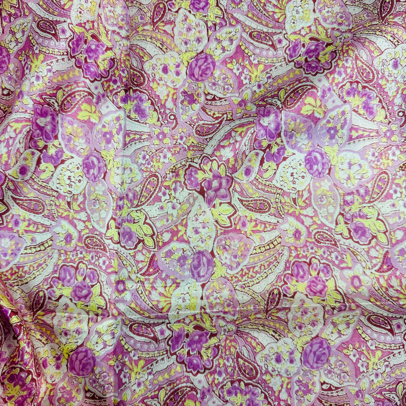 Wyoming Traders Pink Paisley Frontier Calico Silk Scarf