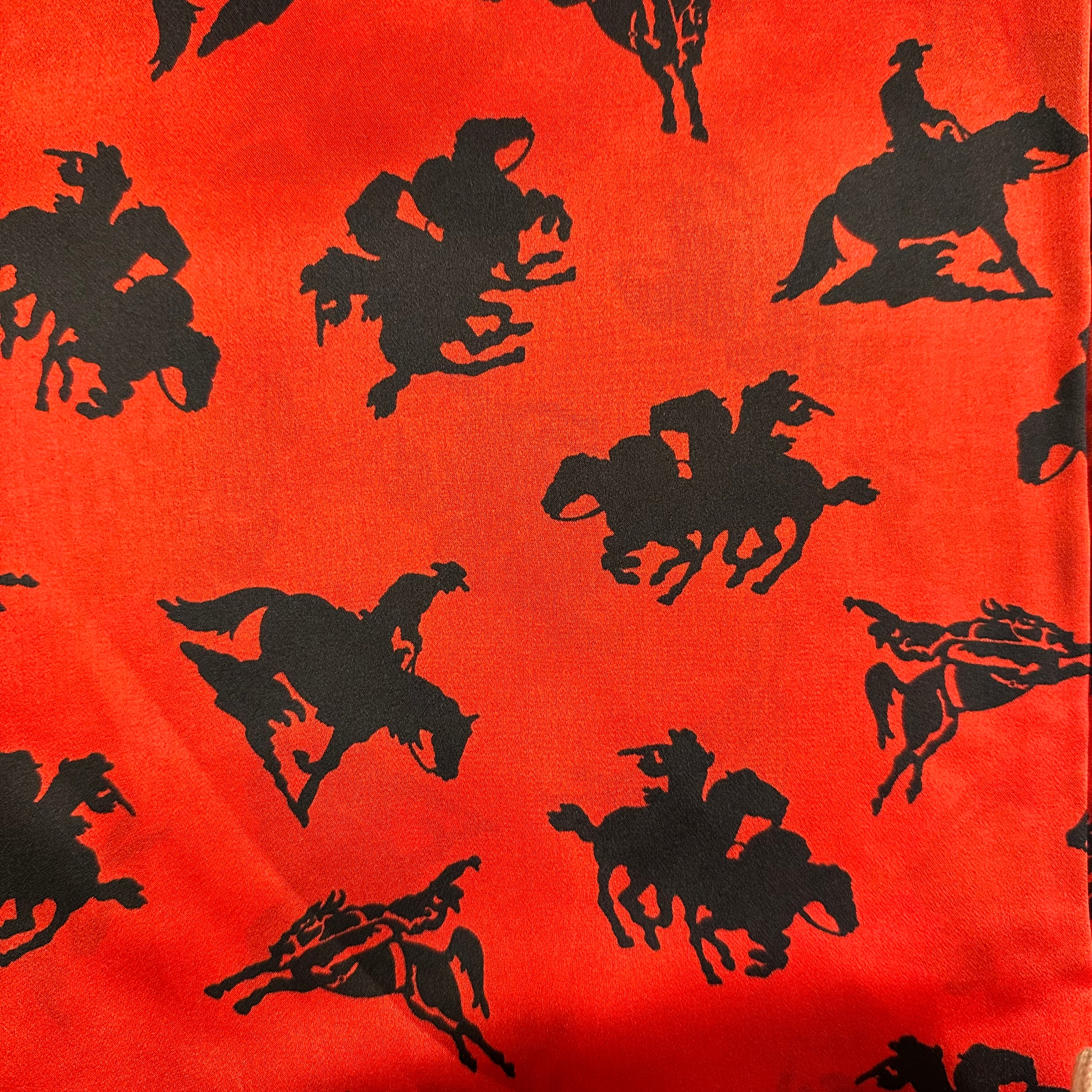 M & F Bronc Rider Red Silk Scarf