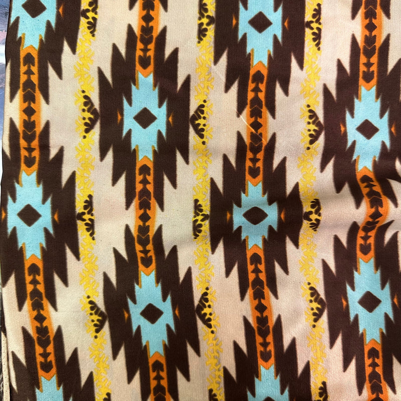 M & F Southwest Tan Silk Scarf