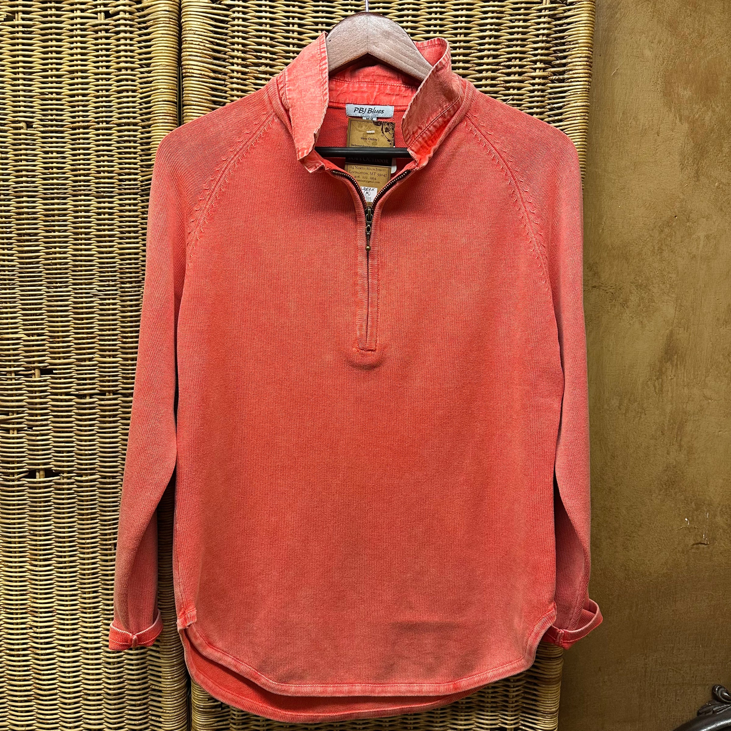 PBJ Womens 1/4 Zip Cotton Pullover - Cherry Red