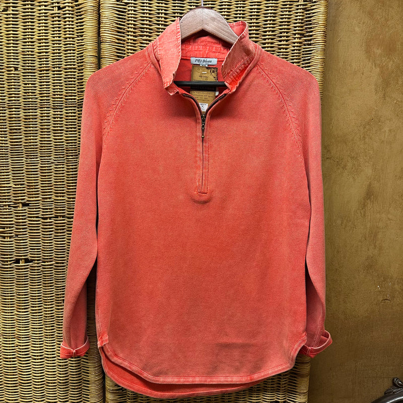 PBJ Womens 1/4 Zip Cotton Pullover - Cherry Red