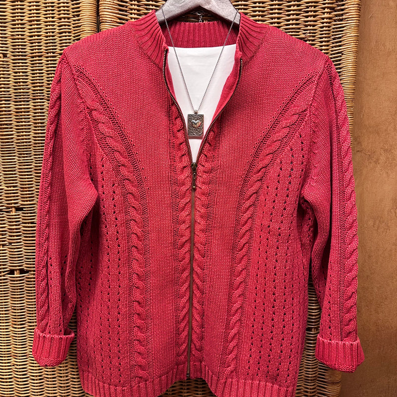 PBJ Womens Sporty Cable Cardigan