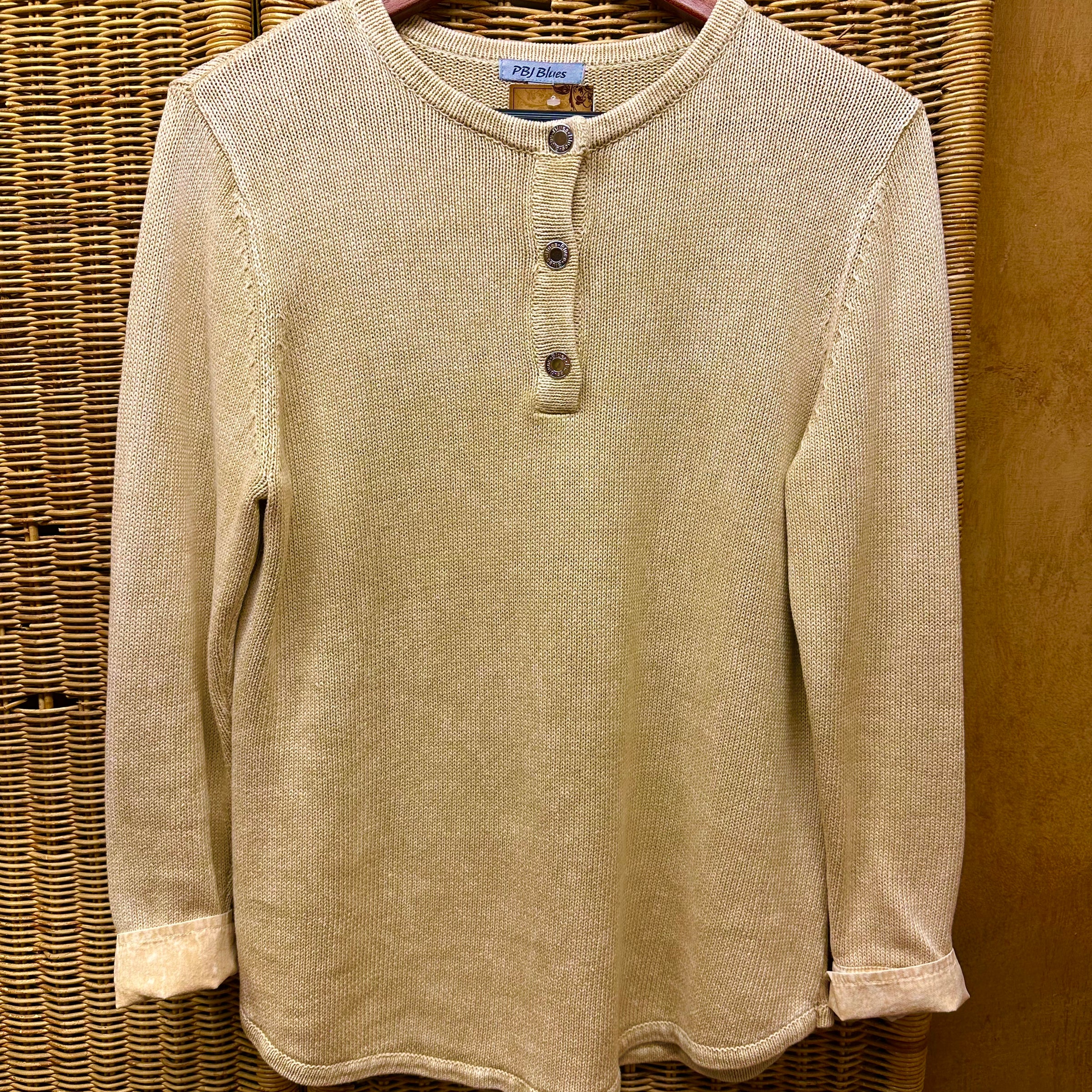 PBJ Womens Henley Collar Sweater