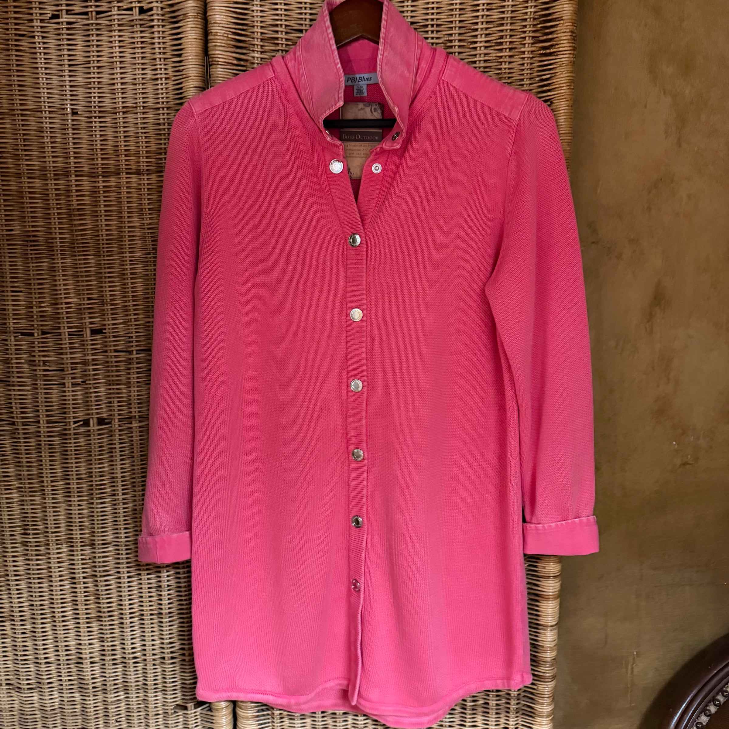 PBJ Womens Snap Front Denim Tunic Cardigan