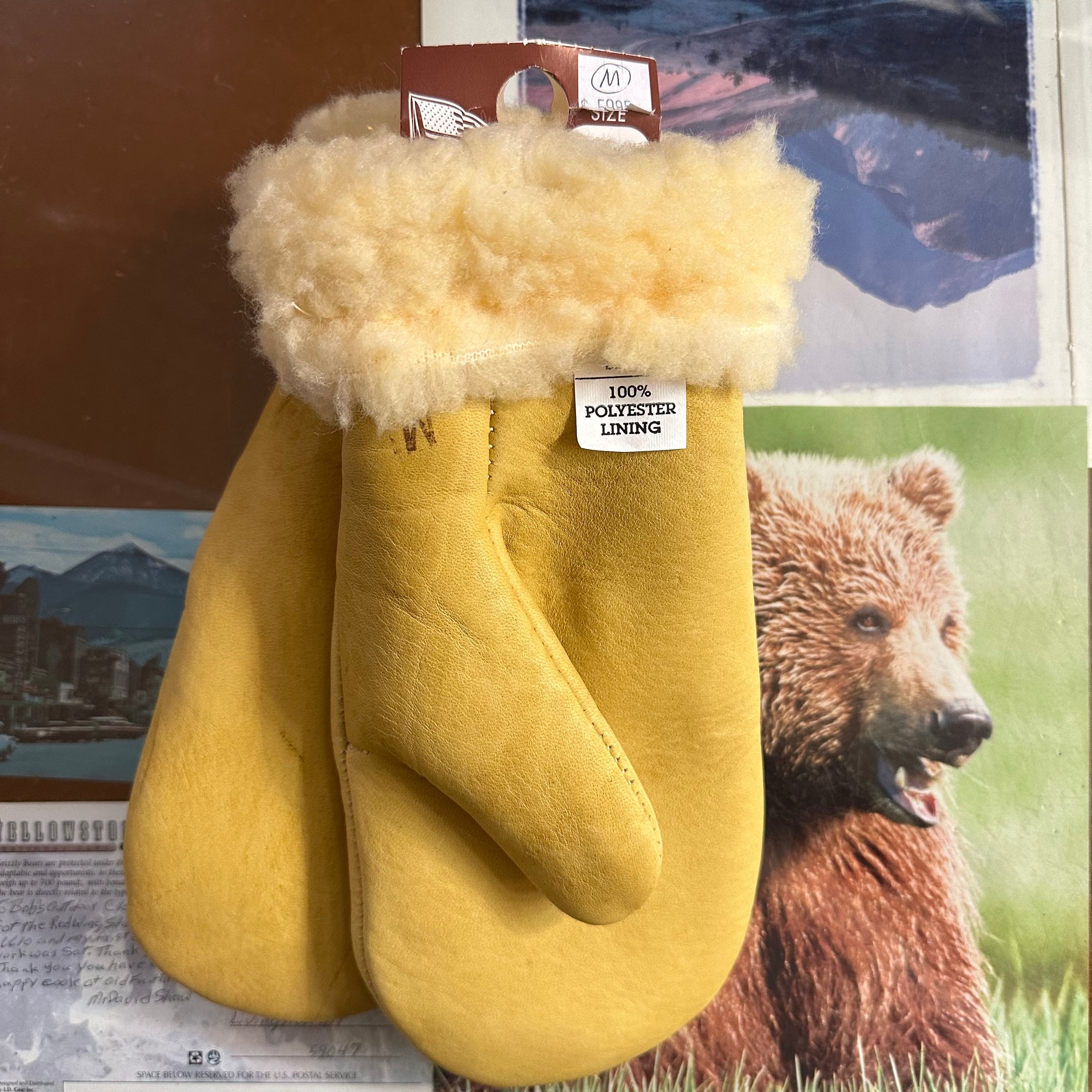 Century Deerskin Leather Lined Mittens - Tan