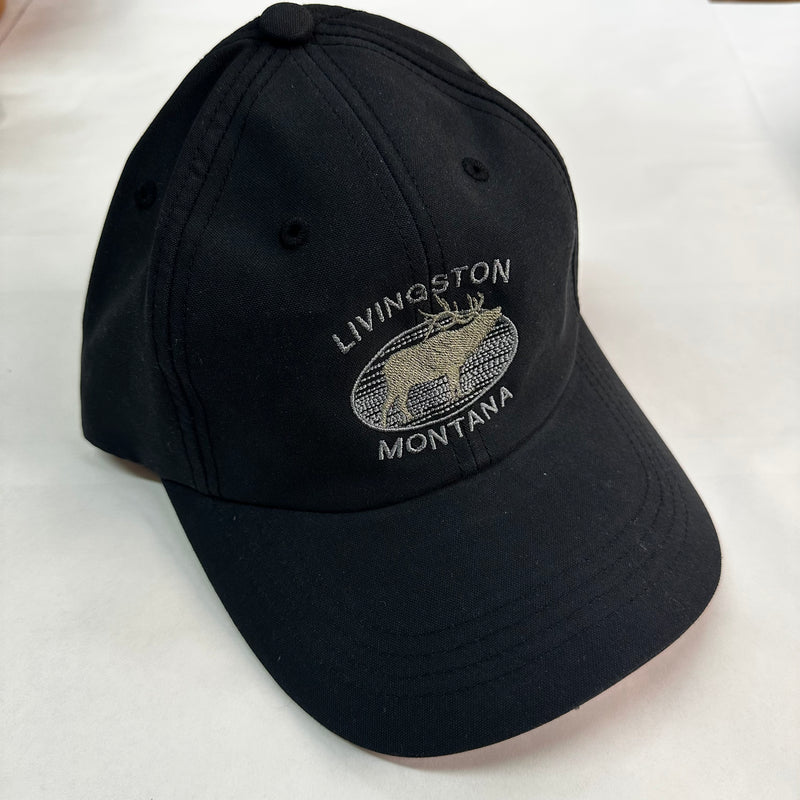 Montana Olive Elk Embroidery Black Cap - Olive Lettering
