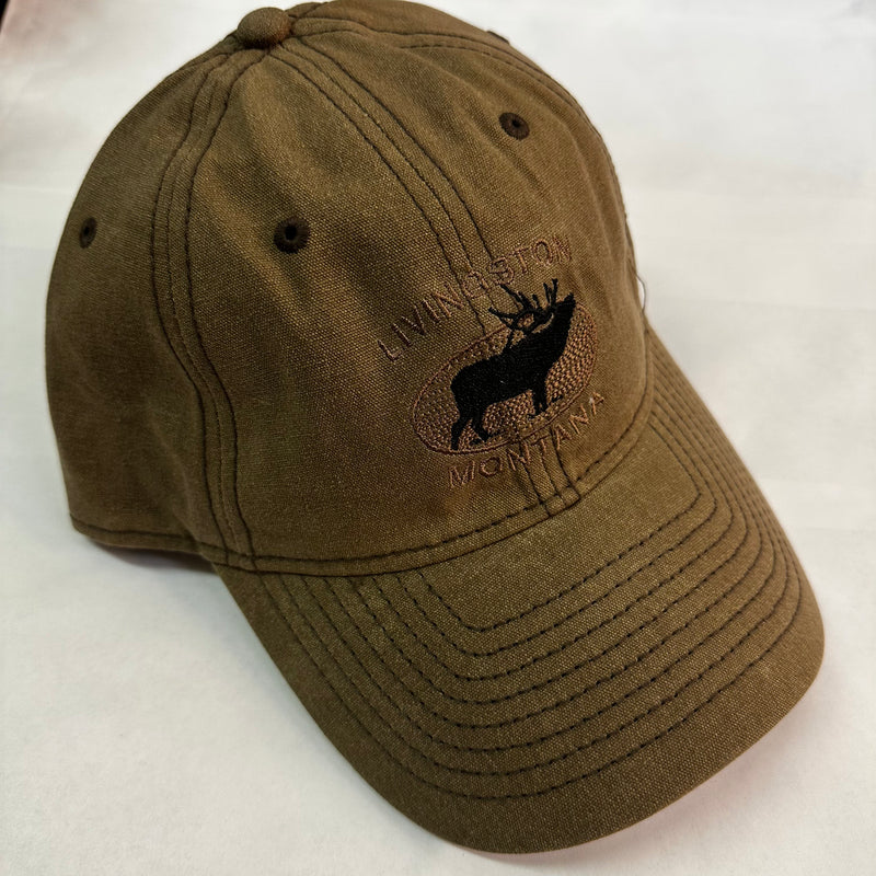 Montana Wax Finish Elk Embroidery Tan Cap