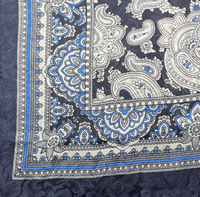 Wyoming Traders Paisley Silver Cobalt Silk Scarf