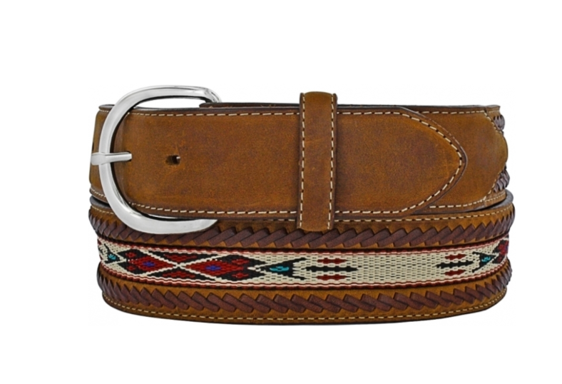 Mens Tony Lama Lace Edge Horsehair Ribbon Belt