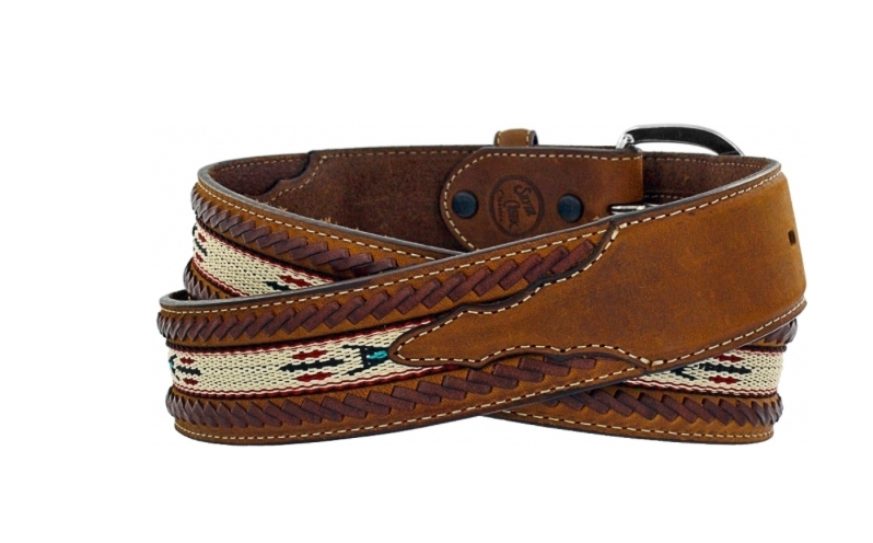 Mens Tony Lama Lace Edge Horsehair Ribbon Belt
