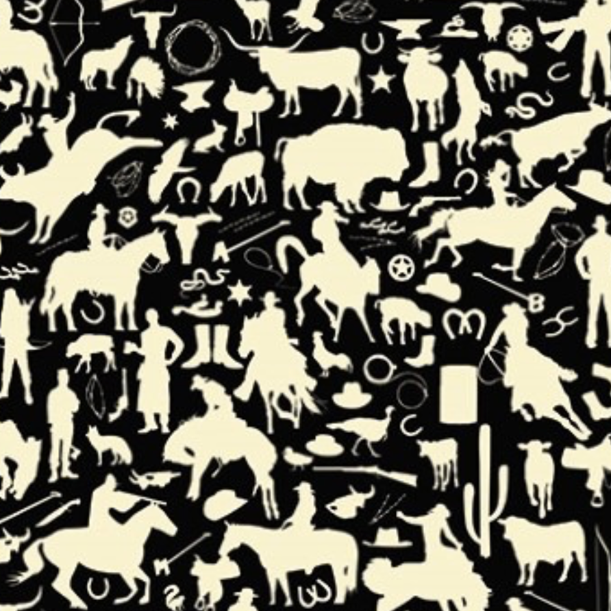 Wyoming Traders Cowboy Black Silhouette Silk Scarf