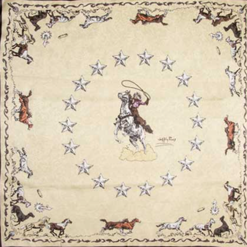 Wyoming Traders Ivory Mustang Limited Edition Silk Scarf