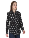 RRR Womens Black/White Western Yoke 2 Pocket Horse Print Shirt