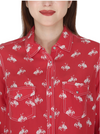 RRR Womens Red/White Western Yoke 2 Pocket Horse Print Shirt