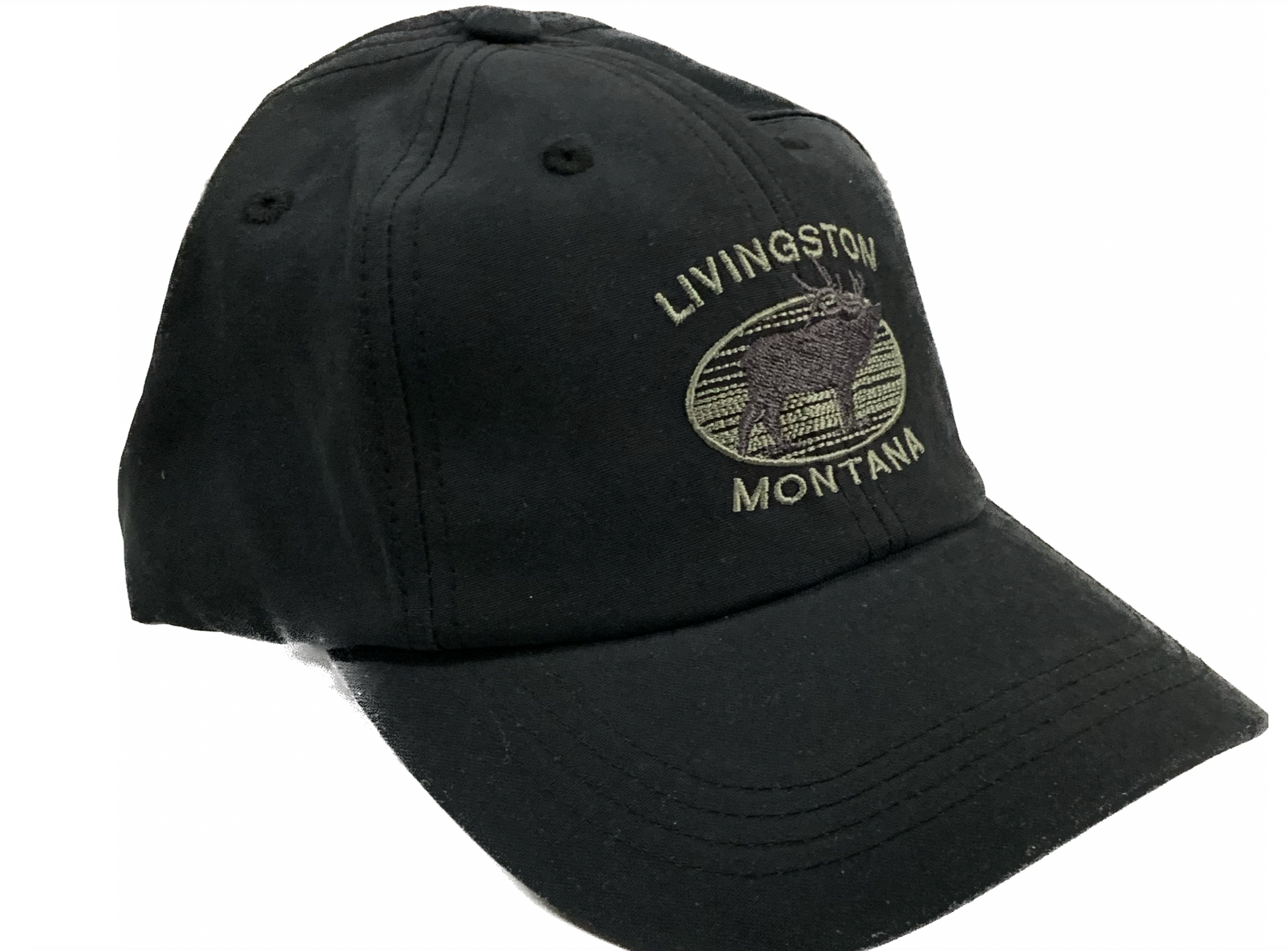 Montana Silver Elk Embroidery Black Cap - Olive Lettering