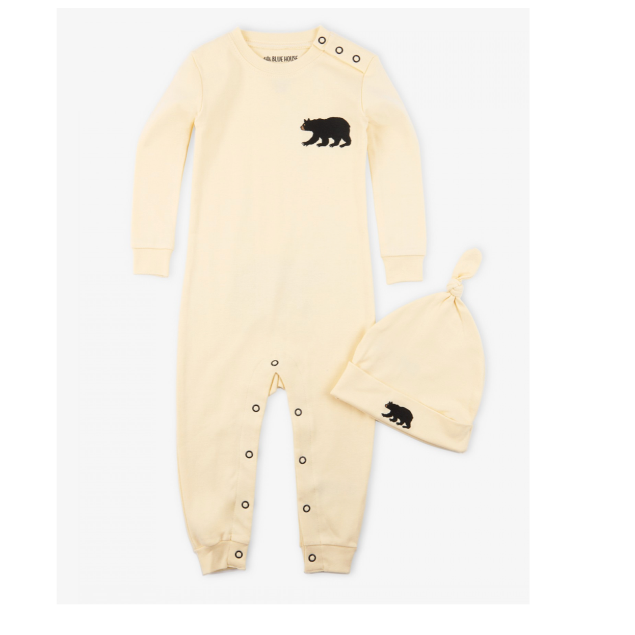 Little Blue House Baby Natural Bear Coverall with Hat