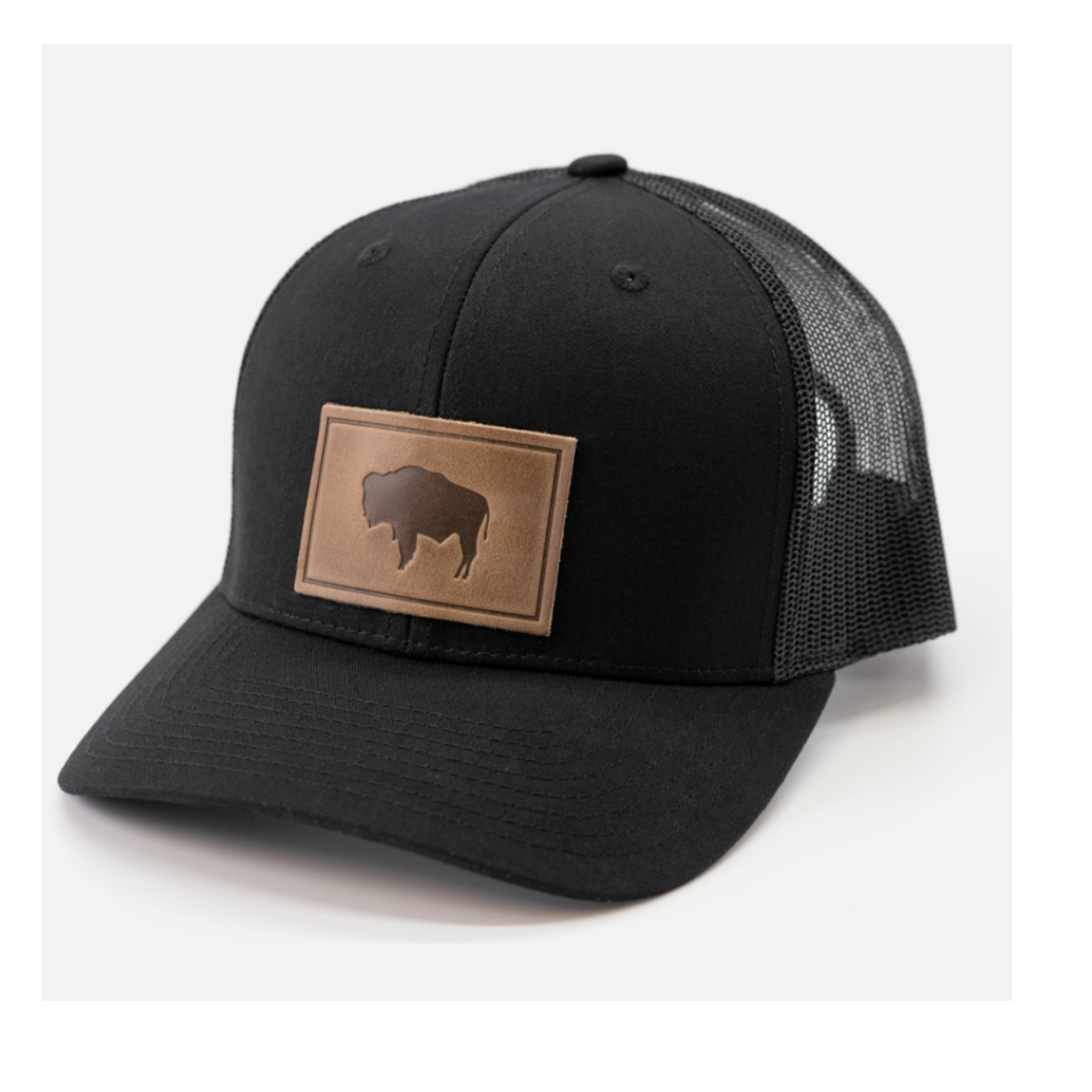 Range Leather Buffalo/Bison Black Hat