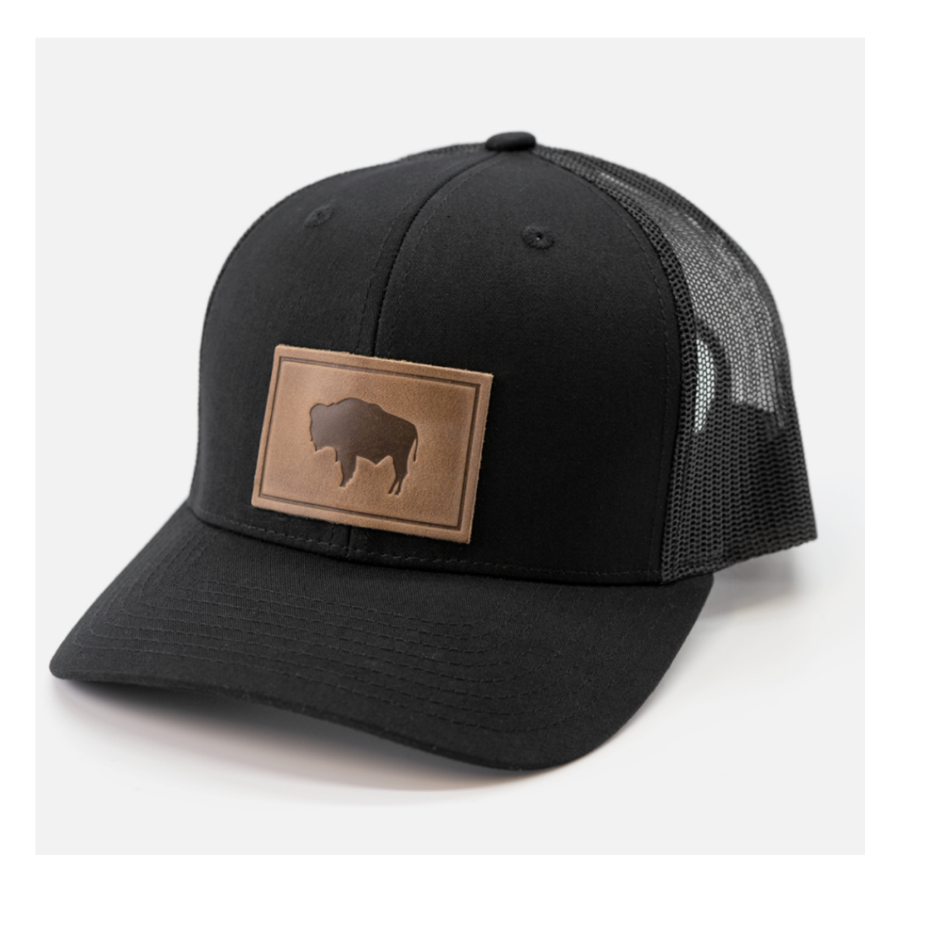 Range Leather Buffalo/Bison Black Cap