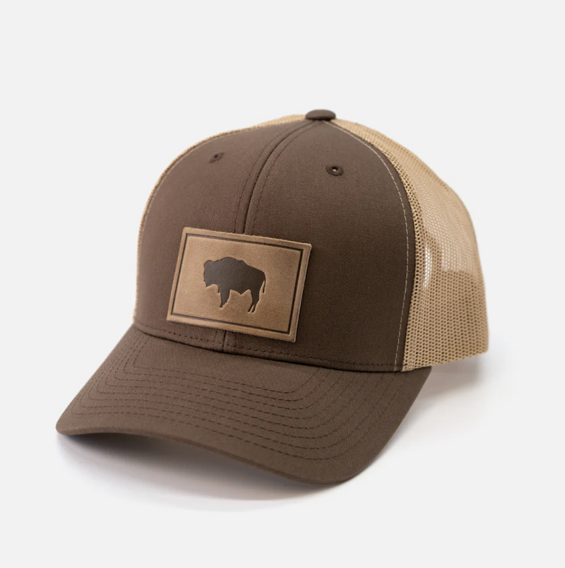 Range Leather Buffalo/Bison Brown Hat