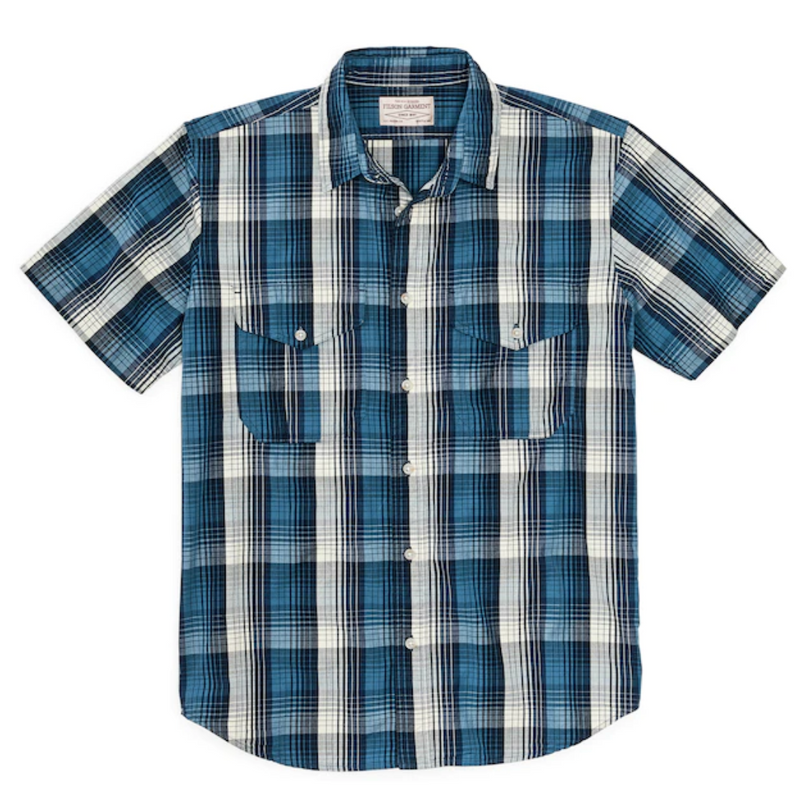 Filson Mens Washed Feather Cloth Short Sleeve Shirt