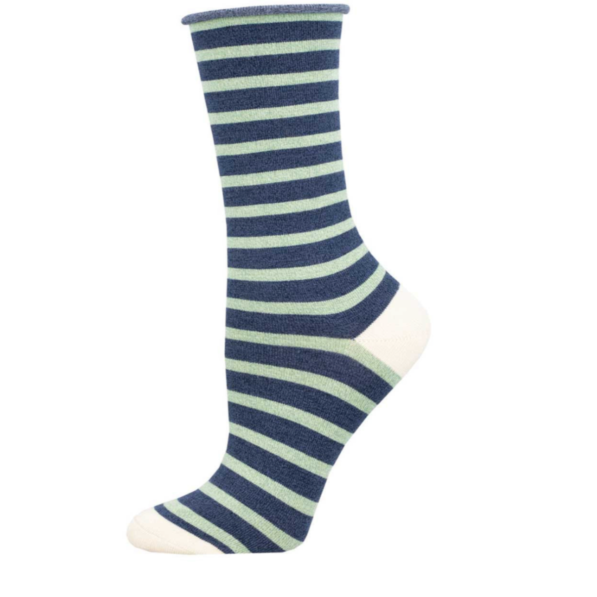 Socksmith Womens Bamboo Sailor Stripe Roll Top Socks
